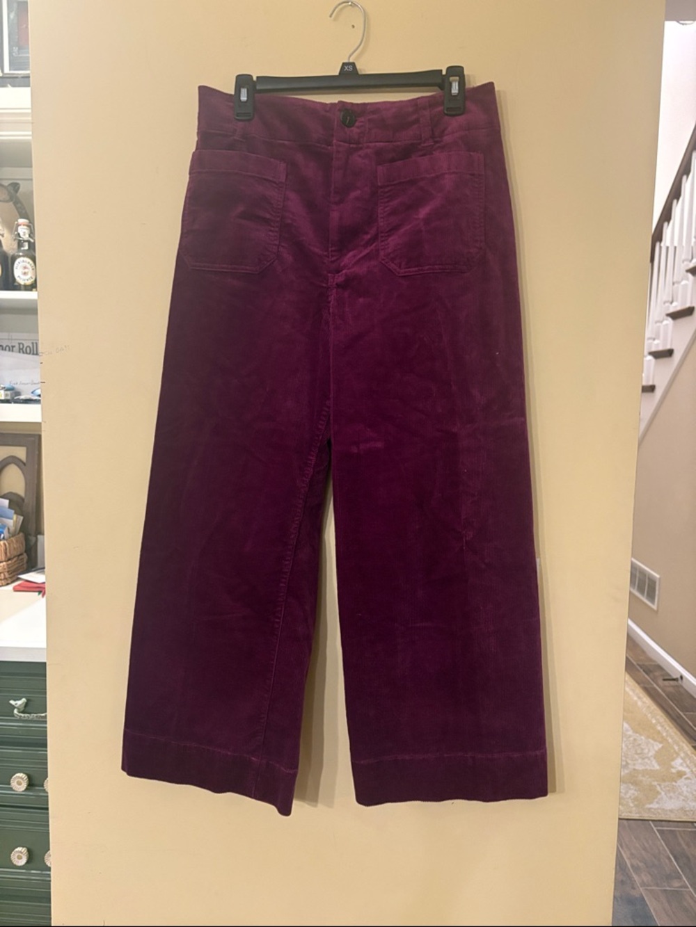 Anthropologie Wide-Leg Corduroy Pants in Deep Plum